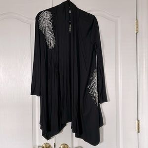 NWT Black Embellished Long Asymmetrical Cardigan Duster Size Small